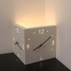 Modern Corner Wall Clock w/ Light & Voice Activation Sensor Dual-Sided Luminous