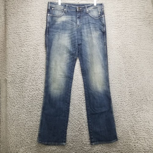 Pantalones de mezclilla Wrangler para hombre 34x34 Millard tiro bajo ajuste regular elástico azul vaquero - Imagen 2 de 17