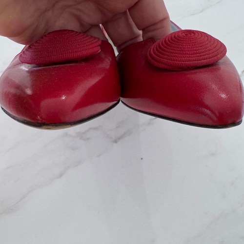 Vintage Red Liz Claiborne Heels Pumps Pointed Toe Leather Spain Women's 7.5 - Picture 10 of 10