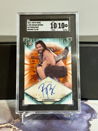 2021 WWE Topps ROMAN REIGNS Autograph Orange /50 SGC 10/10 On-Card Auto - Bild 1 von 2