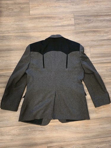 CIRCLE S Mens Gray Black WESTERN Cowboy Sport Coat Suit Jacket Blazer 48 R Nice! - Picture 12 of 14