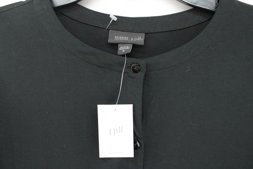 J Jill Wearever Cardigan Sweater Women's Medium Black Goth Cozy Button Up NWT - Picture 2 of 7