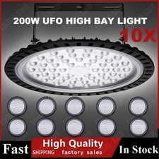 10PCS 200W UFO LED High Bay Light Shop Lights Warehouse Industrial Lighting Lamp