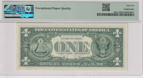 **ONLY 3 HIGHER** Fr 1904-A 1969A $1 FRN A07147430B PMG 66EPQ BOSTON 1969-A - Picture 2 of 2
