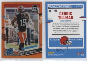 2023 Panini Donruss Optic Rated Orange Prizm /249 Cedric Tillman #224 Rookie RC
