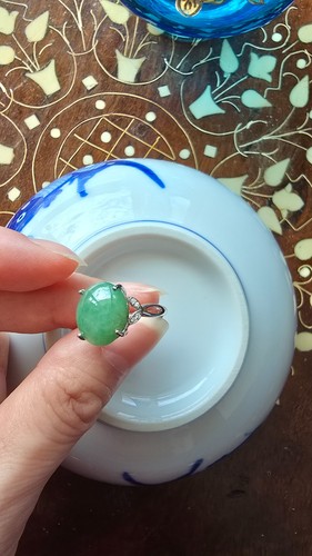 Genuine Bright Green 6.2ct Jadeite Jade (Type A) 925 Silver Ring SIZE Adjustable - Picture 4 of 11