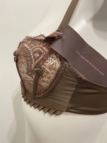 Simone Perele Adelaide Brown Bra 30C Demi Underwired Lace Half Cup Sheer lace - Picture 6 of 10