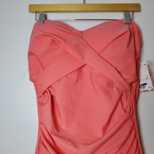 Lands' End Women's Bandeau Front Wrap One Piece Swimsuit Size L Tummy Control - 第 4/8 張圖片
