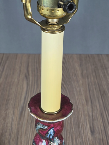 David Thomas candlestick table lamp, Chinese famille style porcelain 23" - Picture 8 of 9