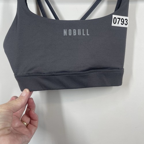 NoBull Sports Bra Size XS Gray Straps Crisscross Soft Athletic Athleisure Gym - Picture 4 of 9