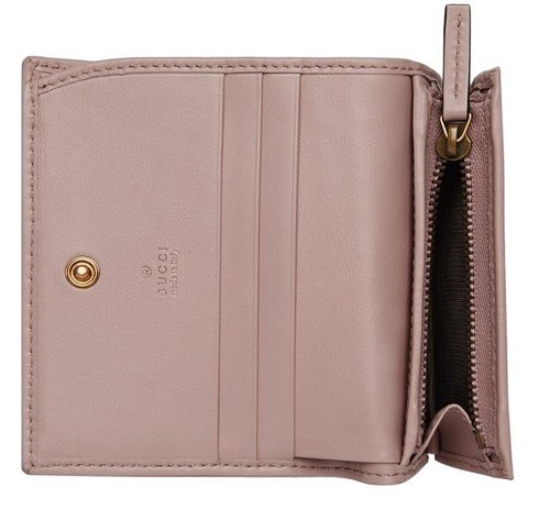 NEW GUCCI GG MARMONT MATELASSE CHEVRON LEATHER DUSTY PINK CARD CASE FOLD WALLET - Picture 5 of 7