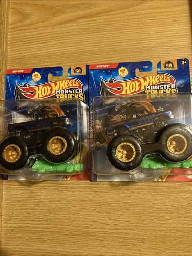 HOT WHEELS 2025 MONSTER TRUCKS LEGENDS BIGFOOT 50TH GOLD TRIM Lot of 2
