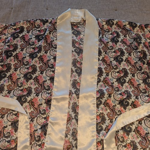 Victoria's Secret Gold Label Kimono Blumen Paisley Satin Morgenmantel Einheitsgröße über Knie - Bild 2 von 15