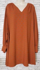 A New Day Womens A-line Dress Long Sleeve Office Siren Burnt Orange Classy Fall