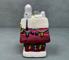 Peanuts Snoopy on Dog House Glass Christmas Ornament