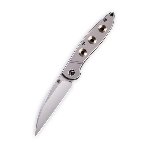 WE Knife Schism Frame Lock 908A Knife CPM S35VN Gray Golden Titanium