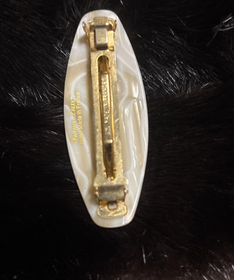 France Luxe Classic Hair Clip Barrette Marble Ivory Cream - Image 4 of 4