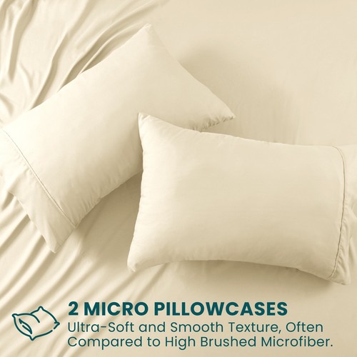 4-teiliges Bettlaken-Set 1800 Serie Mikrofaser Komfort tiefe Taschen Hotel Bettlaken - Bild 71 von 183