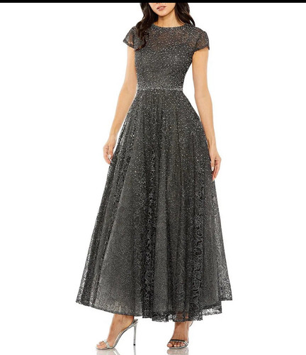 Mac Duggal Kleid Rundhalsausschnitt Flügelärmel verziert A-Linie - Bild 1 von 9
