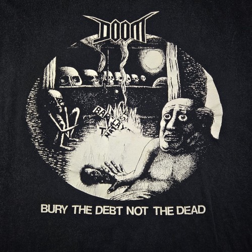Vintage Doom Bury The Debt Not The Dead Metal Punk Hardcore Band Tee, XL 23.5x28 - Picture 2 of 11