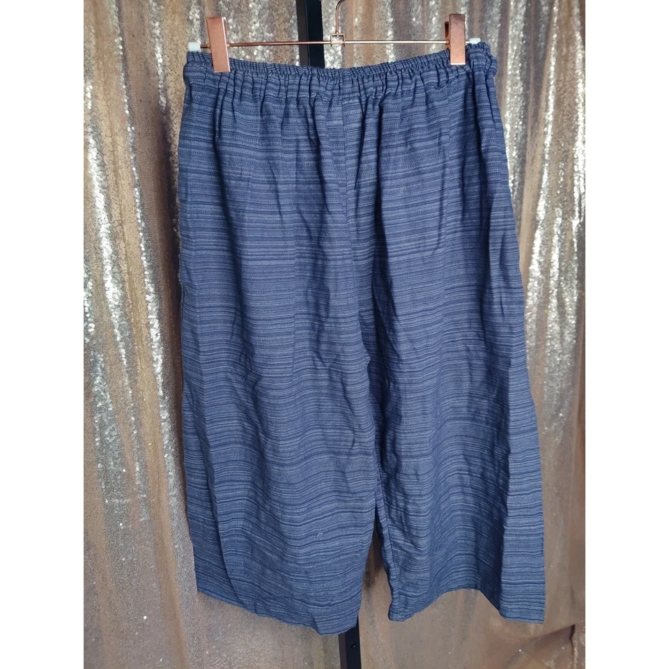 Harem Pants Elastic Waist Capri Length Woven Blue Black Purple Drawstring OSFM - Image 2 of 4