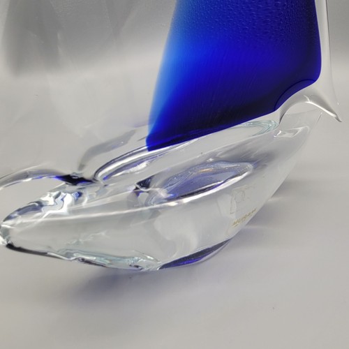 Oggetti Murano Art Glass 14” Tall Sailboat w Blue Sail ITALY Americas Cup Series - Picture 16 of 23