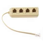 RJ11 6P4C une 6P4C 4 Voies Separateur de Ligne de Telephone Adapteur Beige O1D2