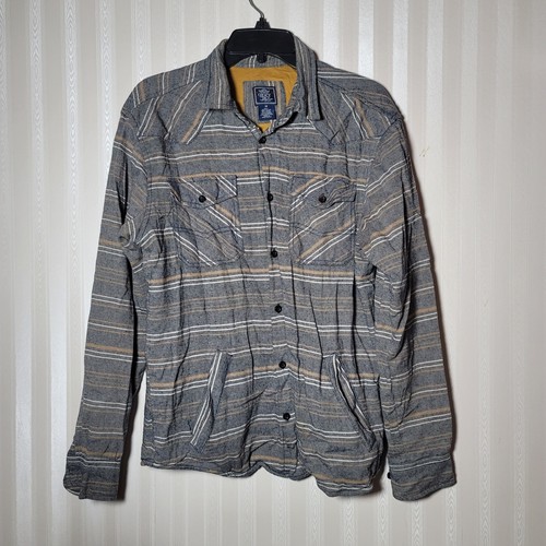 Chaqueta de franela Black Jack para hombre talla M a rayas mangas largas forrada de algodón grunge  - Imagen 2 de 5