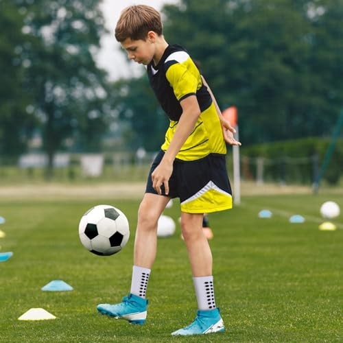 5 Pairs Kids Youth Grip Soccer Socks Large White,black,green,red,blue - Picture 6 of 7