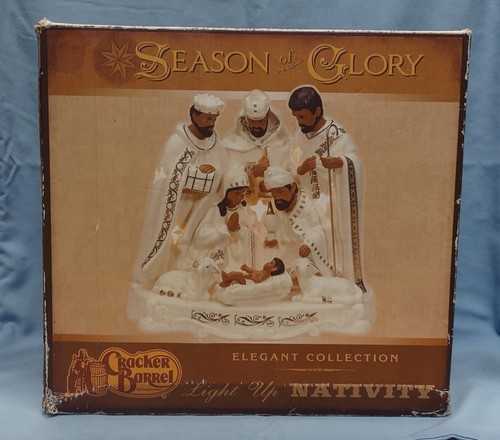 Cracker Barrel Light Up Nativity Season of Glory 10.5" T X 9.5" W Ivory & Gold - Picture 12 of 17