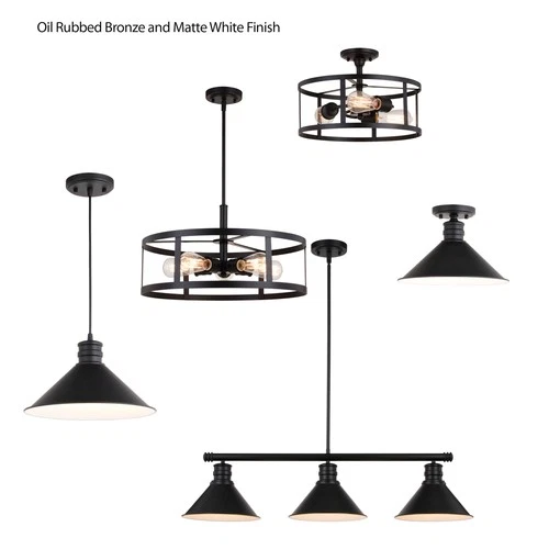 Vaxcel Lighting C0266 Akron 3 Light 15"W Semi-Flush Drum Ceiling - Bronze - Picture 2 of 12