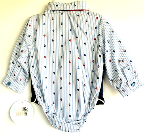 Nannette Baby Boys 2 piece set Shirt Vest Bow Sz 6-9Months Sailboats - Picture 4 of 4