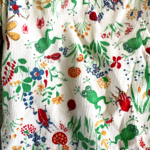 Vintage 70s Girls Corduroy Flare Pants sz 12 Frog Butterfly Insect Print - Picture 7 of 15