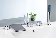 5PCS Chrome Bathroom Waterfall Faucet Tub Hand Shower Set Basin Sink Mixer Taps