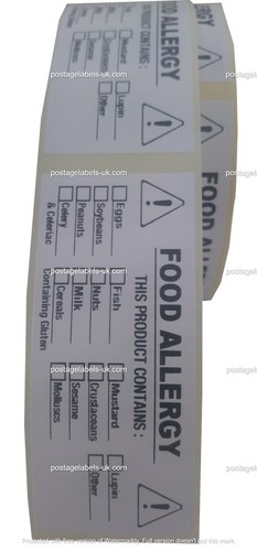 Lebensmittelallergie Etiketten, Lebensmittelallergen Warnaufkleber, 500 oder 1000 auf einer Rolle - Bild 11 von 16