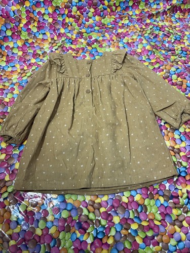 Baby Girls Tu Kids Age 9-12 Months Sand Brown Long Sleeve Corduroy Casual Dress - Picture 3 of 4