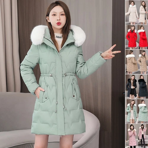 OFF WHITE Cappotto donna invernale cotone piumino nero pelliccia cappuccio cotone outwear parka