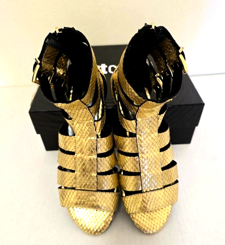 Just Cavalli Python Gold  Gladiator Sandal  Women's Size Euro 37 / US 7 NWT - Picture 7 of 12