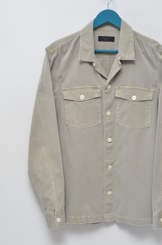 All Saints Men's Grey Cotton Dyed Spotter Long Sleeve Shirt Overshirt Size M - Picture 12 of 15