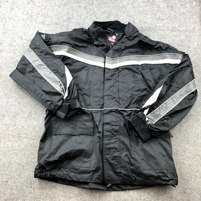 Tour Master Jacket Mens Small Black Shield Windbreaker Lined Elite Rain Suit