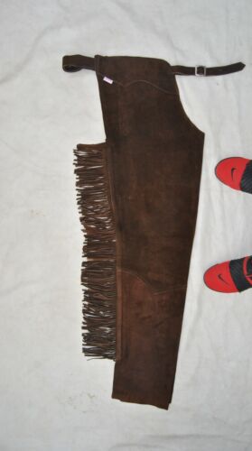 Brown Suede Leather Western Horse Saddle Fancy Chinks Chaps