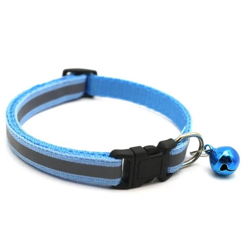 Collar sólido Safe Paws perro/gato con hebilla de seguridad y campana, azul cielo