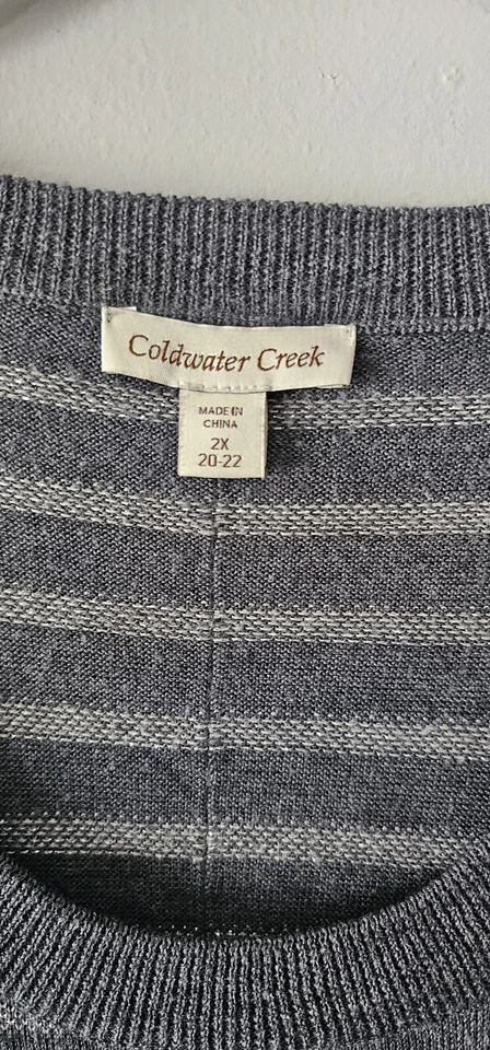 Свитер женский Coldwater Creek размер 2X серый серебристый с металлической нитью рукав доломан - Изображение 2 из 4