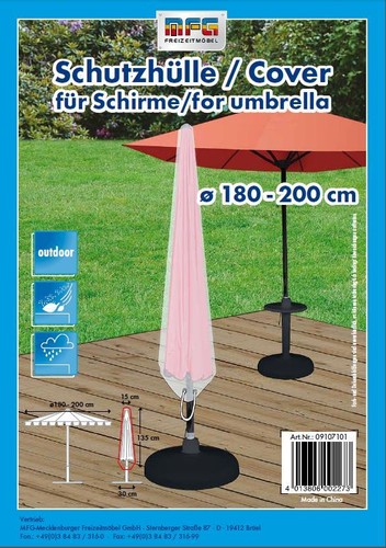Sonnenschirm Schutzhülle Abdeckplane Haube Gartenschirm Ø 180-200 cm Gartenmöbel - Bild 1 von 5