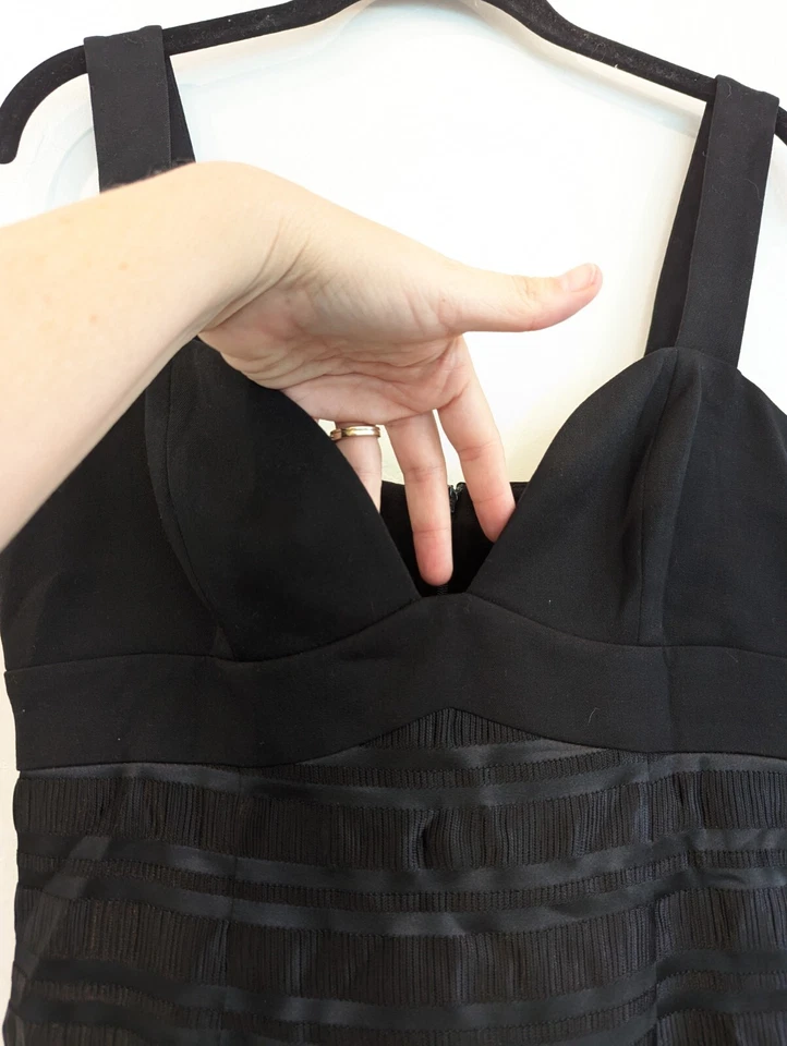 Vestido negro halo para mujer talla 8 negro sin mangas cóctel evento fecha noche funda Foto 3 de 4