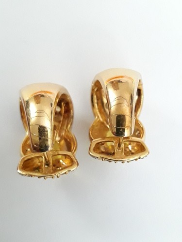 Gold Plated 925 Sterling Silver Earrings with Yellow Glass? (& Diamond Chips?) - Picture 7 of 8
