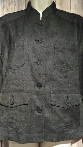 Sigrid Olsen Women's Black Button Front Career Jacket Blazer Size 12 Petite - Picture 2 of 9