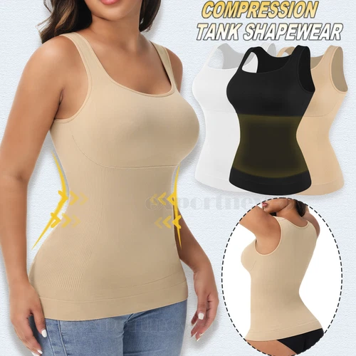 Damen Kompression Tank Top Shapewear Bauch Kontrolle Body Shaper Schlankmacher Weste - Bild 1 von 16