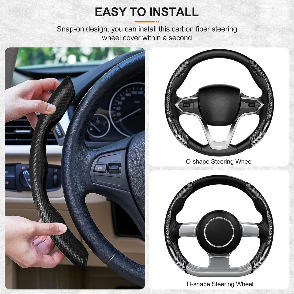 Non-Slip Car SUV Steering Wheel Booster Cover Carbon Fiber Universal Accessories Foto 4 de 4