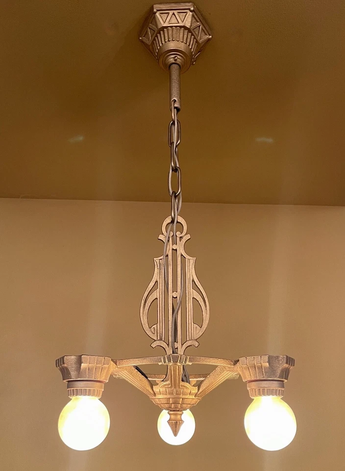 Vintage Lighting 1930s PURITAN foyer chandelier. Restored! - Image 2 of 4